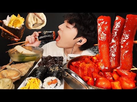 ASMR MUKBANG | 직접 만든 매콤달콤 부산 무 떡볶이 순대 김밥 만두 분식 먹방 & 레시피 RICE ROLL AND Tteokbokki EATING