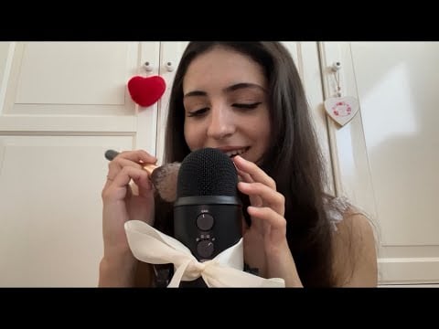 tingly trigger assortiment 𐙚 ASMR with talking (tape on mic, brushing, tapping & reading)