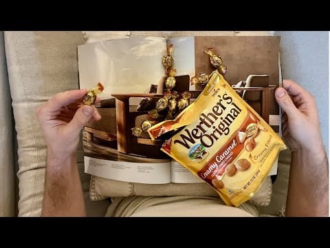 ASMR Eating & Whispers - Creamy Hard Caramel Candy