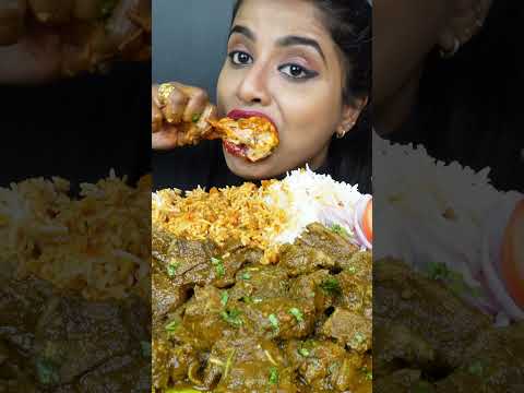 ASMR Eating Spicy Mutton Josh,Chicken Curry,Rice,Lollipop,Egg Masala Big Bites ASMR Eating Mukbang