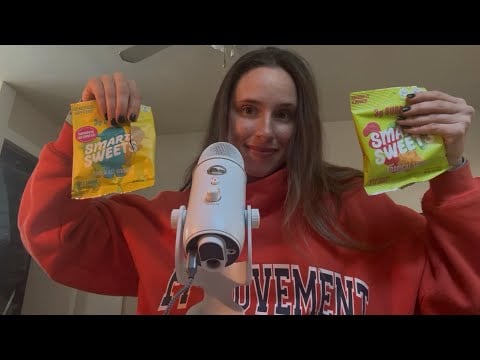 ASMR Trying Different Candy and Relaxing Whispers for Sleep 😴 *full mic gain asmr*