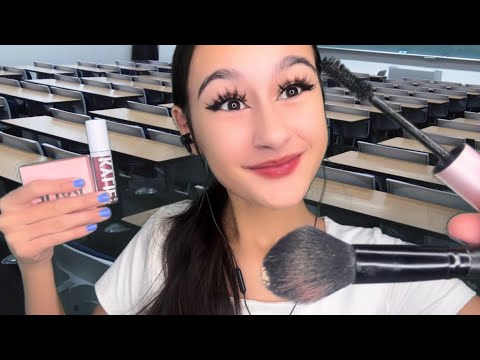 ASMR| Girl that’s OBSESSED with you does your makeup in CLASS?! 😨