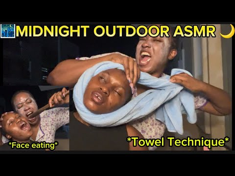 ASMR OUTDOOR AT MIDNIGHT:USING DIFFERENT TECHNIQUES AND TOOLS,INTENSE MOUTH SOUNDS,FACE EATING 🥣