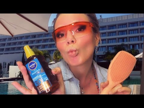 БИМБО АСМР нежно мажу тебя маслом на пляже (для мурашек)✨