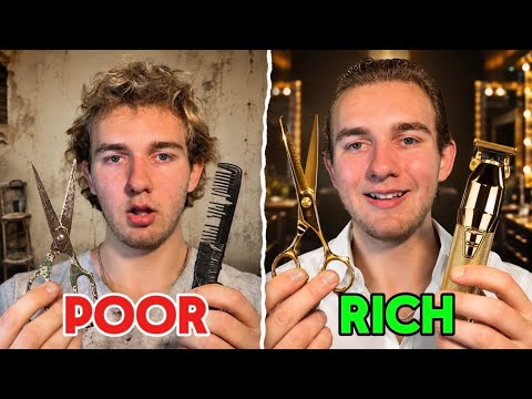 ASMR Poor VS Rich barbershop haircut
