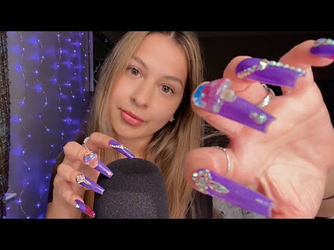 ASMR nail application + mic scratching with long acrylic nails ✨