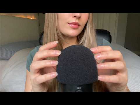 ASMR Gentle foam mic scratching, hand sounds, & skin scratching