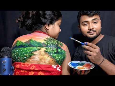 ASMR My Husband Doing My Relaxing Back Painting  🎨😍