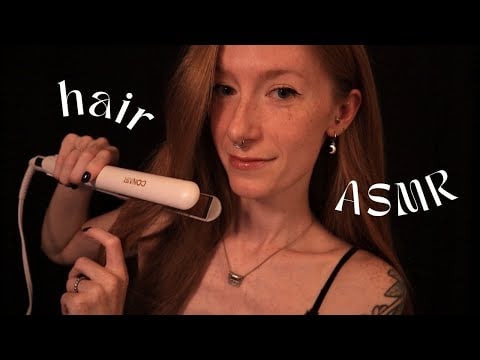 ASMR | Brushing & straightening natural red hair, casual soft-speaking