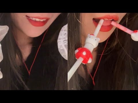 ASMR|Straw trigger sound & lace stocking friction
