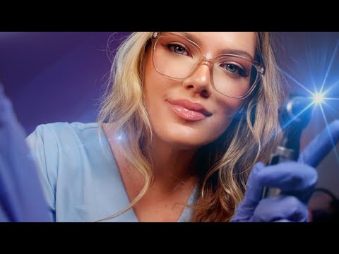 ASMR Night Nurse Exam | Otoscope, Ear to Ear Up Close Whispers, Ear Tapping, Bedside Medical Care