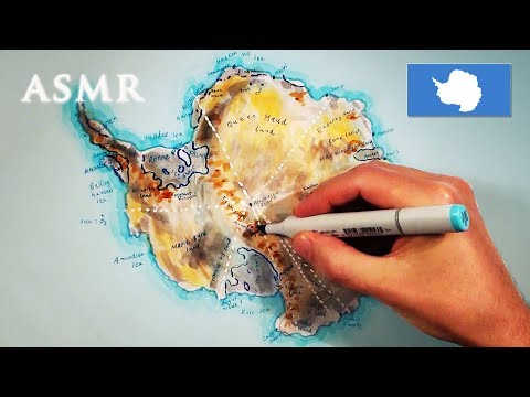 ASMR 1hr Drawing Map of Antarctica | History of Exploration