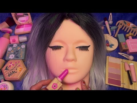 ASMR Wooden Makeup on Mannequin (Whispered)