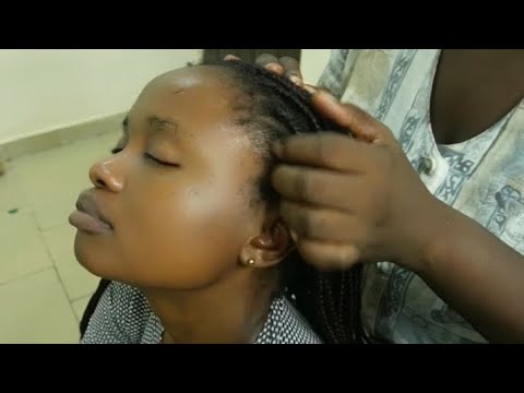 ASMR Relaxing Hair Play, Scratching between braids & whispering