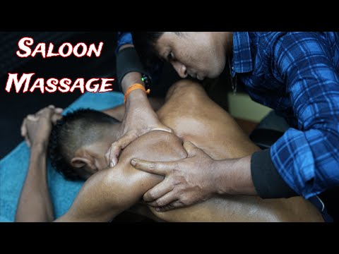 Indian Saloon ASMR Back Massage | ASMR Head And Back Body Massage By Indian Barber | Neck Cracking