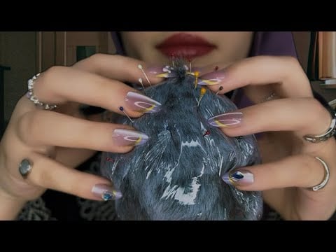 ASMR 🫪 Fluffy Mic Scratching & Plastic Wrap Poking Holes (scalp scratching)
