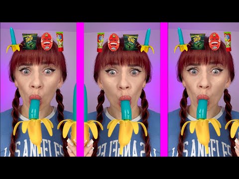 ASMR Full Video Gummy Banana, Jelly Candy Lollipops Eating