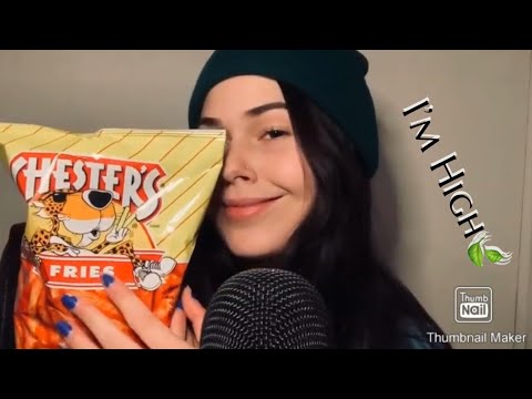 ASMR | “High” tapping & eating🍃