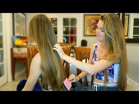 ASMR TWINS Brushing Long Hair, Softly Singing, & Helping Anxiety (whispered)