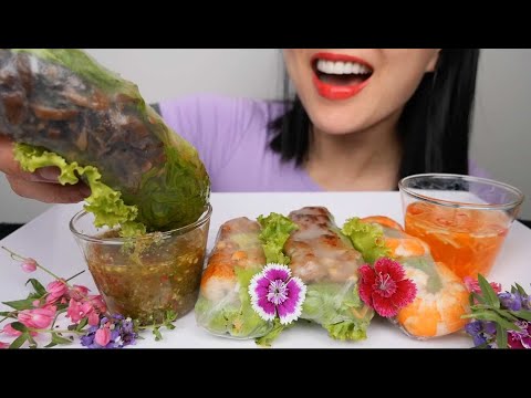 VIETNAMESE SALAD ROLL (ASMR EATING SOUNDS) NO TALKING | SAS-ASMR