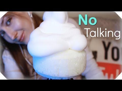 ASMR Sponge Mic 💙 (NO TALKING) Scratching, Brushing, Crinkle, Squishing, Fluffy Massage, Rain +