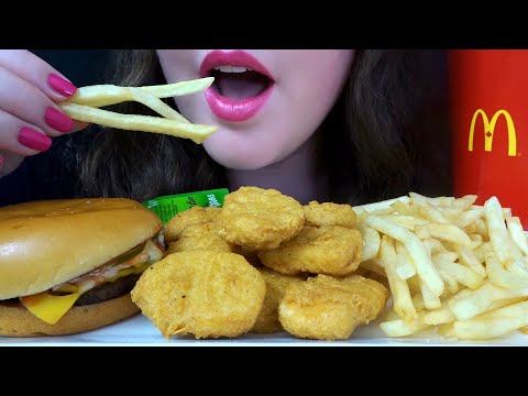 ASMR McDonald’s Mukbang [Cheese Burger, Nuggets, Fries, Coke] Eating Sounds