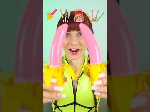 ASMR Gummy Banana, Lollipops, Jelly Straws #shorts