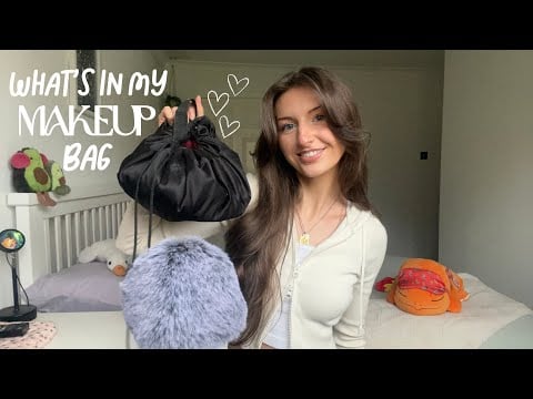 ASMR what's in my makeup bag!🤍 (tapping, over explaining, lid sounds) 