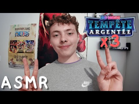 ASMR FR:😍On ouvre 3 petits boosters tempête argentée 5