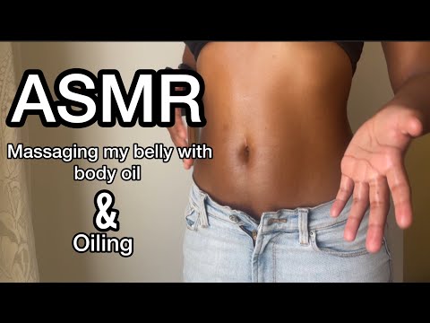 ASMR Massaging My Belly With Body Oil (tapping etc)