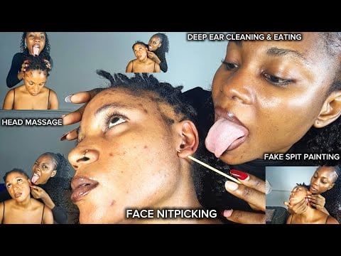 ASMR Deep Ear Cleaning* Ear Flossing, PimplePopping, Head Scratching & Ear Eating nitpicking
