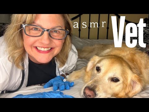 ASMR | Vet Roleplay with Your Golden Retriever | Real Dog Exam 🤣🌸💗 Keyboard Sounds, Eating PB, Exam