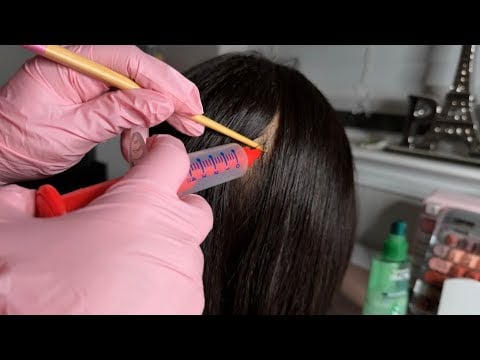 ASMR| Scalp treatment for hair growth- (searching, glove sounds & hair sounds) 