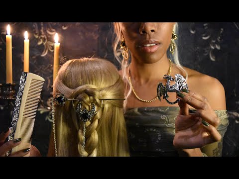 House Of The Dragon Inspired Mysterious Detailed Hair Styling, Delicate Hair Fixing ASMR