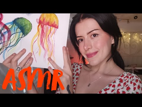 ASMR ✨ // how to draw a jellyfish // brushing and paper sounds