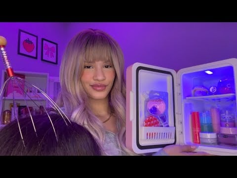 ASMR Skincare, Masaje Capilar y Te Peino para Dormir Profundamente