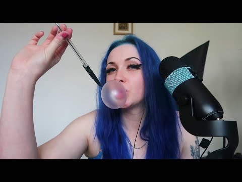 ASMR Bubblegum Blowing & Writing 😴