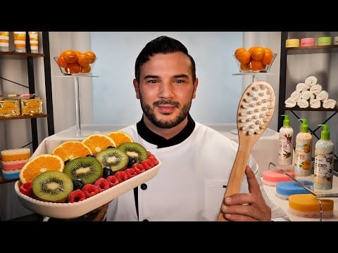 ASMR Fruit Spa Treatment | 24k Gold Eye Gel - Kiwi Clay Face Mask (Safe Male Personal Attention)