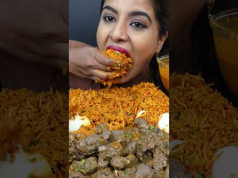 ASMR Eating Spicy Hyderabadi Chicken Curry,Liver Fry,Biryani,Rice,Egg Big Bites ASMR Eating Mukbang