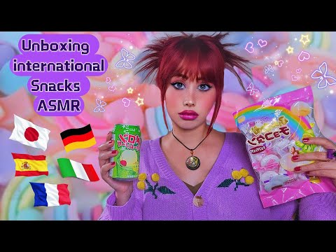 📦🤩🇩🇪•🇮🇹•🇯🇵•🇲🇫•🇪🇸 Unboxing international Snacks●Germany/Japan/French/Spain/Italy●Educational ASMR●