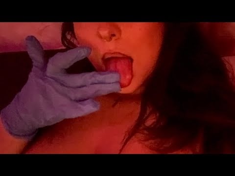 ASMR with gloves hands and mouth sounds 👀👅