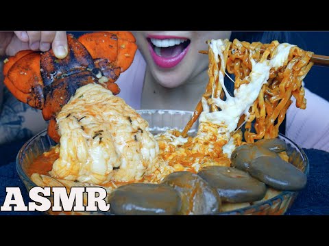 ASMR CHEESY SPICY NOODLE 8lb LOBSTER TAIL ENOKI OYSTER MUSHROOM (EATING SOUND)NO TALKING | SAS-ASMR