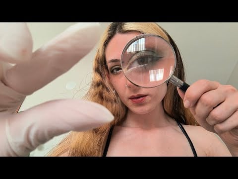 ASMR Eye Inspection 👁️ Personal Attention - Gloves, magnifying glass, measuring, poking, brushing