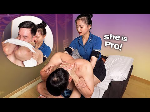 ASMR 🔥 She is a PRO at massage! Strong foot and back massage!