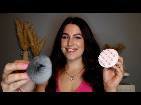 ASMR | Helping you sleep in 10 mins😴(Face brushing, scalp massage, hair brush)