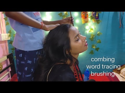 Asmr Playing with hair, Combing, Word tracing and Guessing and brushing for sleep 😴💤...