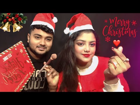 ASMR My Husband Doing My Christmas Party Makeup 💄🎄