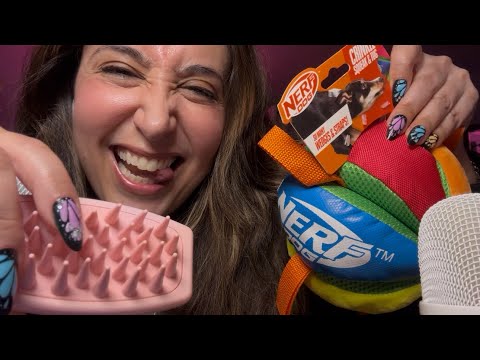 What’s in my bag ASMR Gum Chewing Tingles/ binaural/ crinkles/ tapping/ closeup tingly whispers