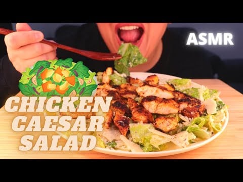 ASMR HOMEMADE CHICKEN CAESAR SALAD MUKBANG (CRUNCHY) EATING SOUNDS |NO TALKING|