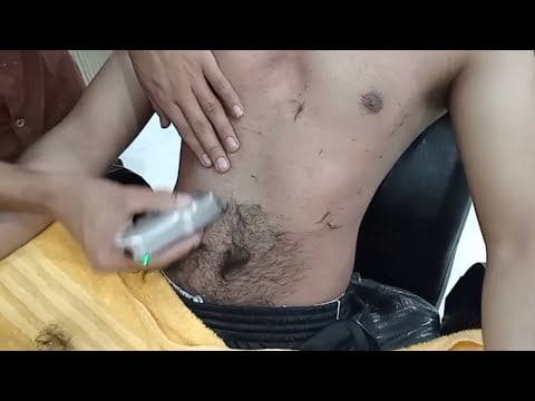ASMR Hairy Chest Massage | Chest & Belly Hair Trim and Shaved | 💈